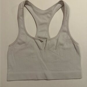 Women's White Ribbed Racerback Tank Top
